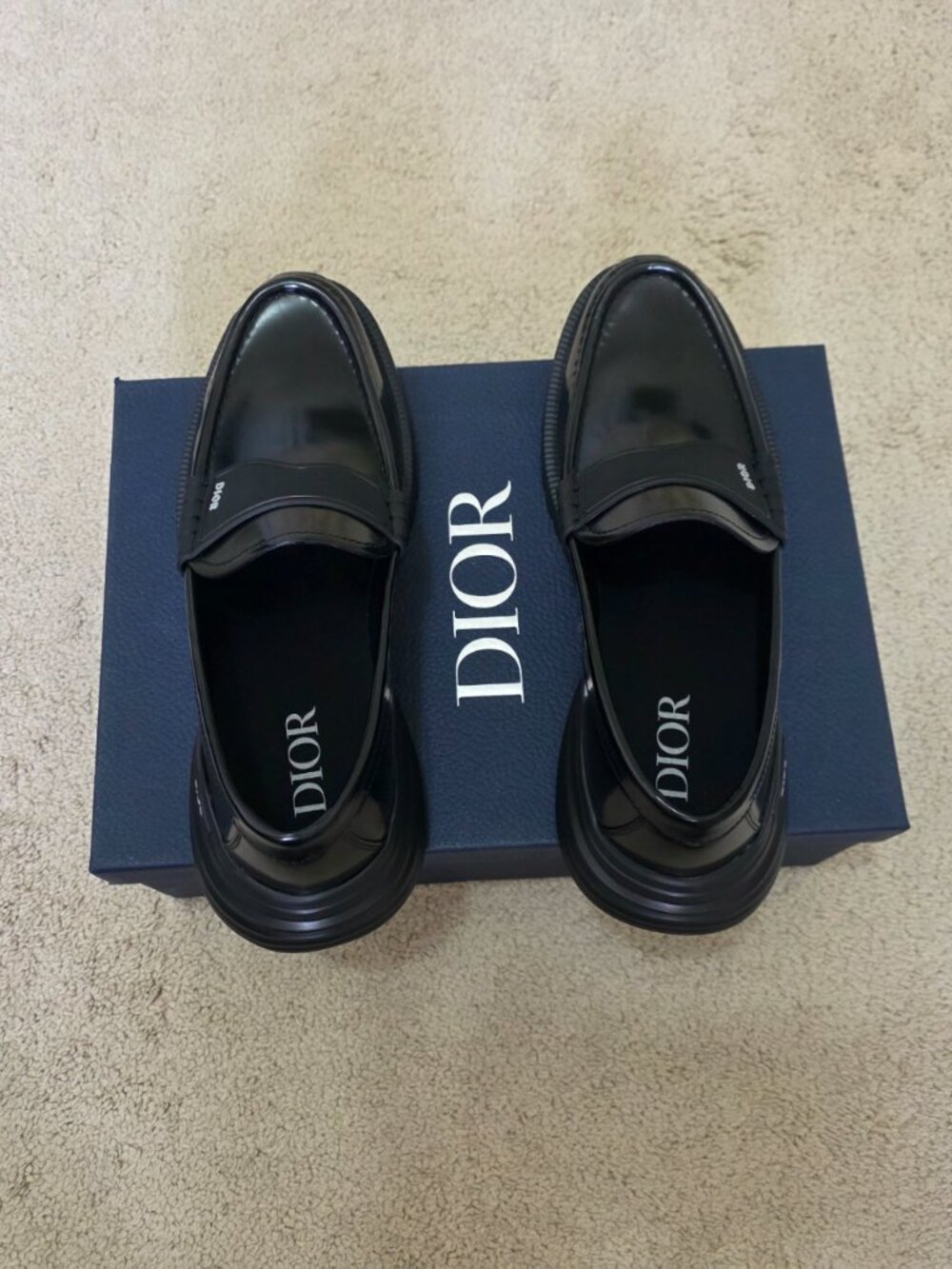 DIOR HOMME Black Polished Calfskin Combat Loafer 45 - Picture 7 of 10